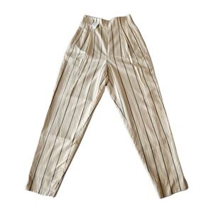 NWT Vtg Essendi Silk Vanilla Striped Barrell Tapered High Waist Trouser Pants 8